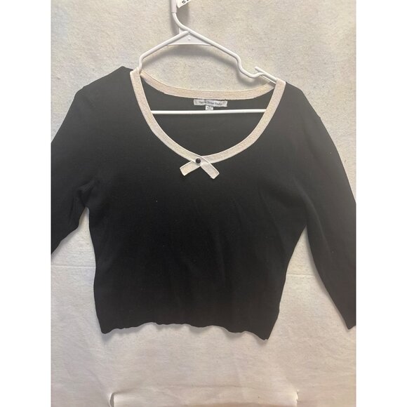 Mercer Street Studio Womens Black & White Sweater Top With Bow Detail Size M - Picture 2 of 10